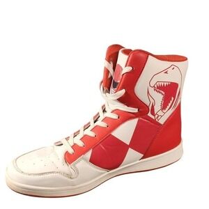 FUN Power Rangers Red Ranger Shoes Mens Size 13 Red White High Top Sneakers